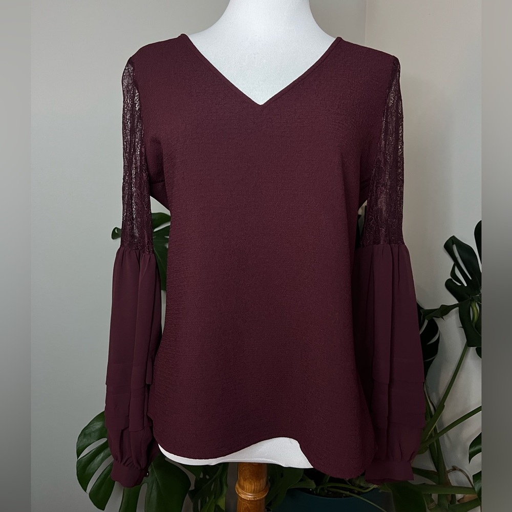 Express Maroon Small Long Sleeve Blouse